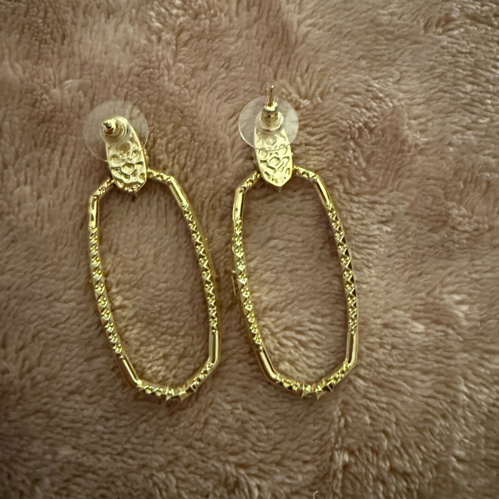 Kendra Scott Essie Pave Gold Open Frame Earrings - Picture 3 of 3